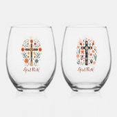 Prettig Pasen! Scandinavische kruizen Wijnglas Zonder Voet (Achterkant)