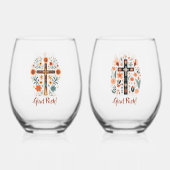 Prettig Pasen! Scandinavische kruizen Wijnglas Zonder Voet (Voorkant)