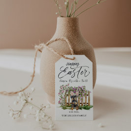 Prettig Pasen | Schattig Puppie Konijn Cadeaulabel