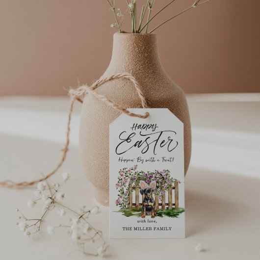 Prettig Pasen | Schattig Puppie Konijn Cadeaulabel