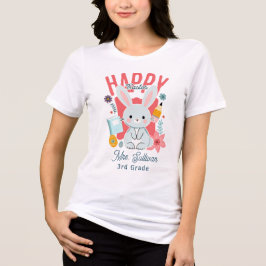 Prettig Pasen Schattige Pastelkleurige Juf Konijn Tri-Blend Shirt