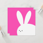 Prettig Pasen Schattige Witte Konijn Konijn Kaart (Voorkant / Achterkant in situ)