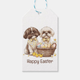 Prettig Pasen Schih Tzu Honden Cadeaulabel