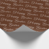 Prettig Pasen Schrift Wit op Bruin Inpakpapier (Hoek)