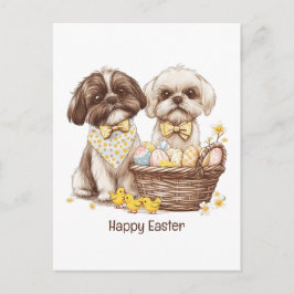 Prettig Pasen Shih Tzu Honden Feestdagenkaart