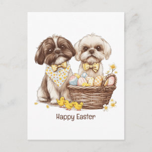 Prettig Pasen Shih Tzu Honden Feestdagenkaart