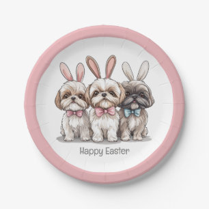 Prettig Pasen Shih Tzu Honden Papieren Bordje