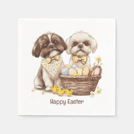 Prettig Pasen Shih Tzu Honden Servet