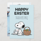 Prettig Pasen | Snoopy & de Paashaas Feestdagenkaart (Voorkant / Achterkant)