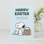 Prettig Pasen | Snoopy & de Paashaas Feestdagenkaart (Staand voorkant)