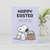 Prettig Pasen | Snoopy & de Paashaas Feestdagenkaart (Staand voorkant)