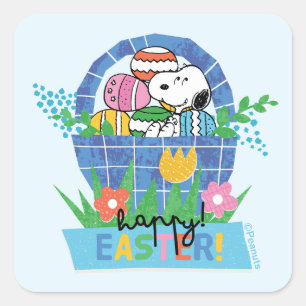 Prettig Pasen Snoopy Vierkante Sticker