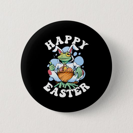 Prettig Pasen Speelse Konijn Ronde Button 5,7 Cm (Voorkant)