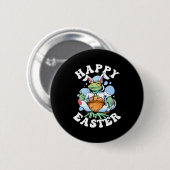 Prettig Pasen Speelse Konijn Ronde Button 5,7 Cm (Voorkant /achterkant)