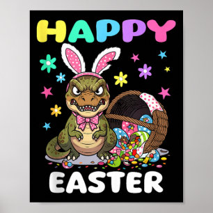 Prettig Pasen t rex dinosaurus snoep boog Paas Kon Poster