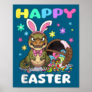 Prettig Pasen t rex dinosaurus snoep boog paashaas Poster