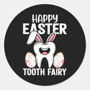 Prettig Pasen Tand Fee Tandarts Mondhygiënist Ronde Sticker