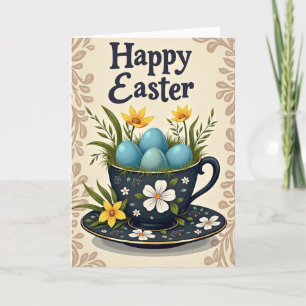 Prettig Pasen Theekopje Lente Kaart