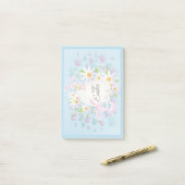 Prettig Pasen Trendy Konijn Bloemen Post-it® Notes (Op bureau)