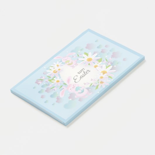 Prettig Pasen Trendy Konijn Bloemen Post-it® Notes (Schuin)