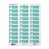 Prettig Pasen turquoise schattig grappig konijn mo Etiket (Full Sheet)