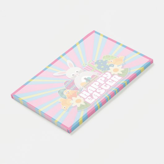 Prettig Pasen Vakantie Trendy Konijn Bloemen Post-it® Notes (Schuin)