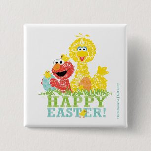 Prettig Pasen van Elmo & Pino Vierkante Button 5,1 Cm