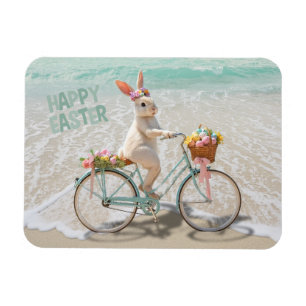 Prettig Pasen van Florida Fietsen Konijn op Strand Magneet