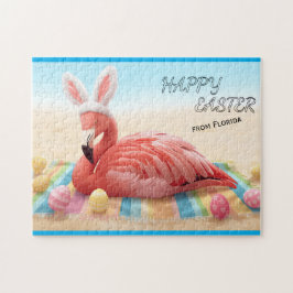 Prettig Pasen van Florida Flamingo Bunny op het st Legpuzzel