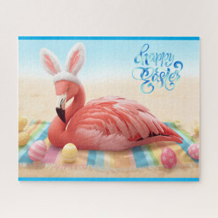 Prettig Pasen van Florida Flamingo Bunny op het st Legpuzzel