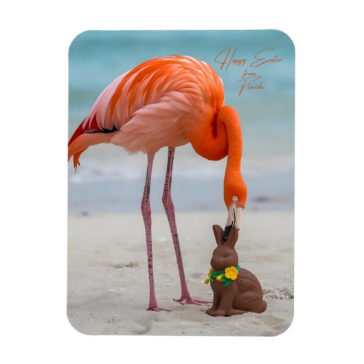 Prettig Pasen vanuit Florida Flamingo op het Stran Magneet (Verticaal)