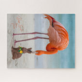 Prettig Pasen vanuit Florida Flamingo op Strand Legpuzzel (Horizontaal)