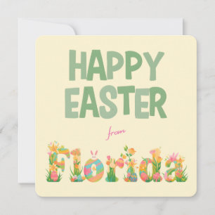 Prettig Pasen vanuit Florida Pastel Bloemen Feestdagenkaart
