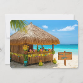 Prettig Pasen vanuit Florida Tiki Hut op het stran Feestdagenkaart