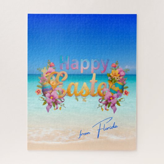 Prettig Pasen vanuit Florida Tropical Beach Legpuzzel (Verticaal)
