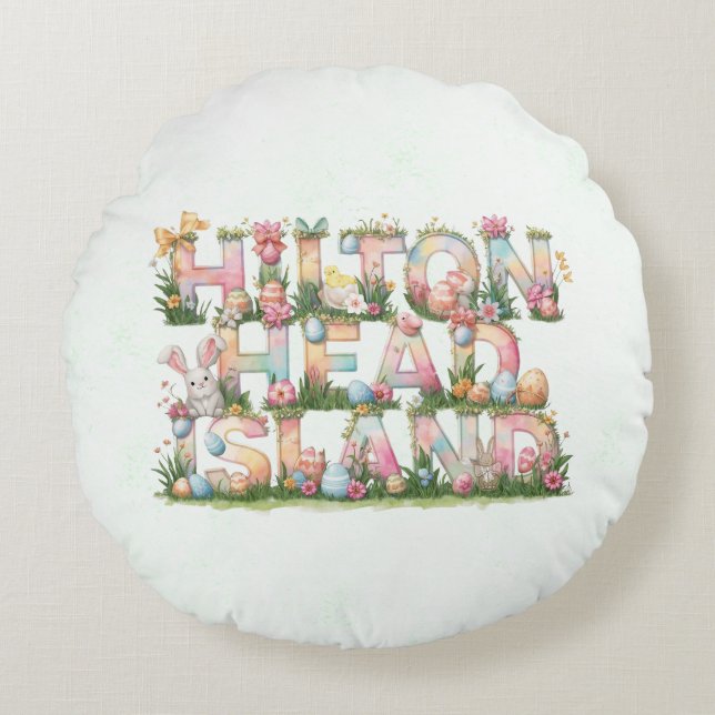 Prettig Pasen vanuit Hilton Head Island Rond Kussen (Voorkant)