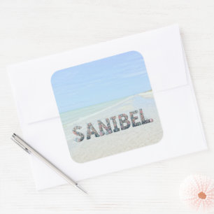 Prettig Pasen vanuit Sanibel Island Florida Strand Vierkante Sticker