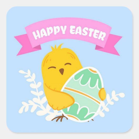 Prettig Pasen vierkant sticker (Voorkant)