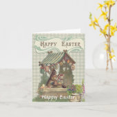 Prettig Pasen vintage afbeelding van Pasen kaart (Gele Bloem)