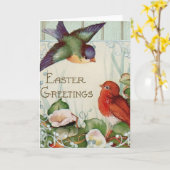 Prettig Pasen vintage afbeelding van Pasenkaart Kaart (Gele Bloem)