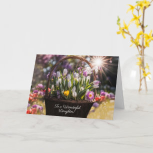 Prettig Pasen voor dochter met mooi mandje bloemen Kaart