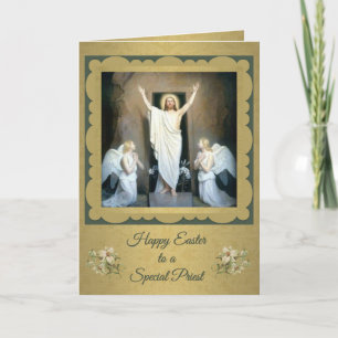 Prettig Pasen voor een katholieke priester Religie Feestdagen Kaart