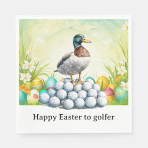 Prettig Pasen voor golfer met golfbal & ei Servet