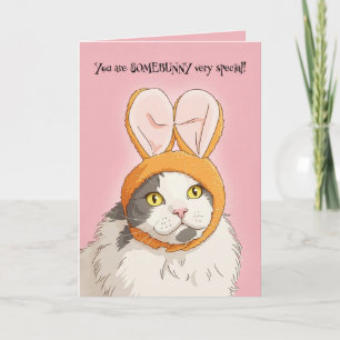 Prettig Pasen voor Iedereen Cute Kat in Konijnenor Feestdagen Kaart