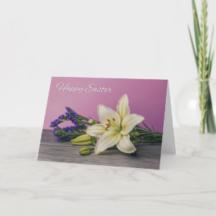 Prettig Pasen Voor Iedereen Lelie Bloemen Schilder Feestdagen Kaart