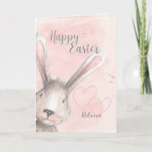 Prettig Pasen Watercolor Konijn Aangepaste Naam Kaart (Voorkant)