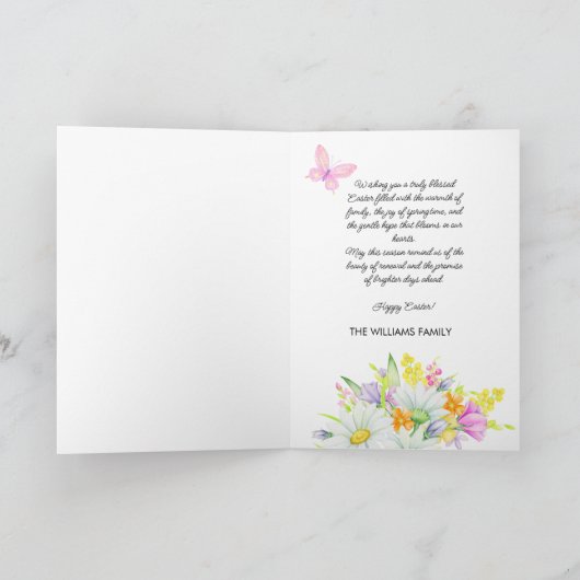 Prettig Pasen Waterverf Bloemige Knuffel Konijn Kaart (Binnen)