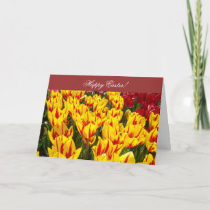 Prettig Pasen! Wenskaarten Kleurrijke Tulp Bloem Feestdagen Kaart