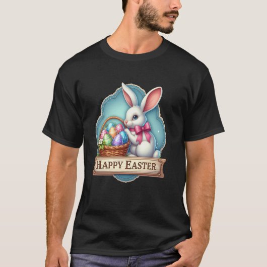 Prettig Pasen Witte Konijn T-shirt (Voorkant)