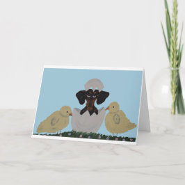 Prettig Pasen Zwarte & Bruine Dachshund in ei Kaart